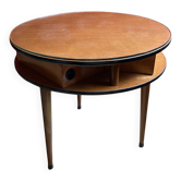 Travailleuse tripode, tiroirs et vitre en verre d'origine