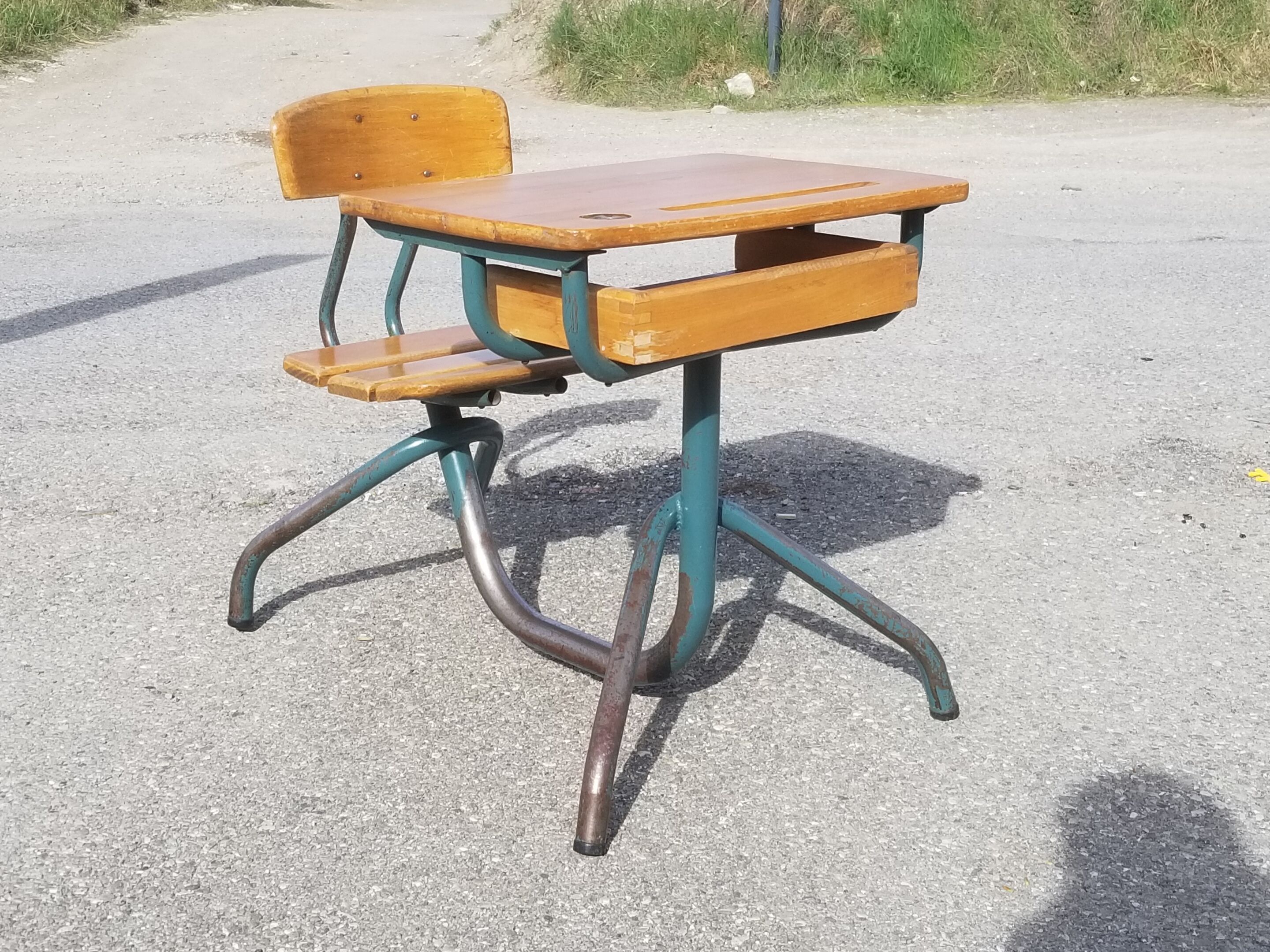 Vintage 1-seater school desk 50