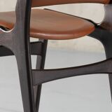 Suite de 4 chaises modèle 89 en teck et cuir par Erik Buch pour Pol Dinesen, Danemark, 1960's
