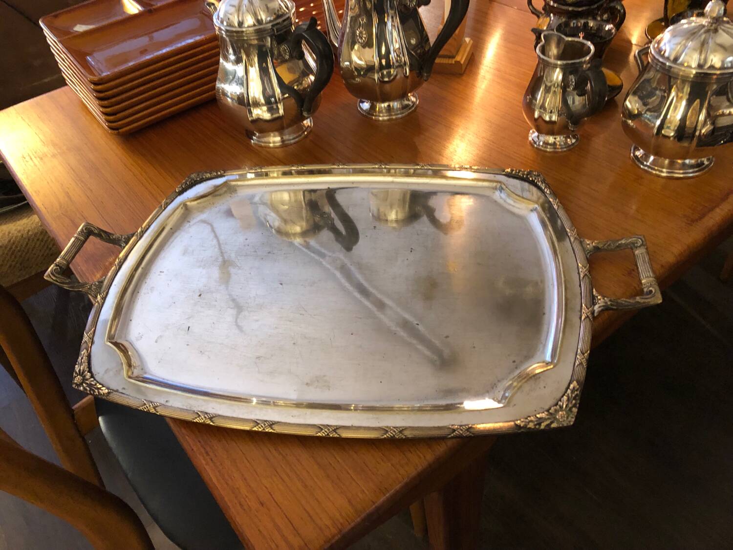 Silver metal tray