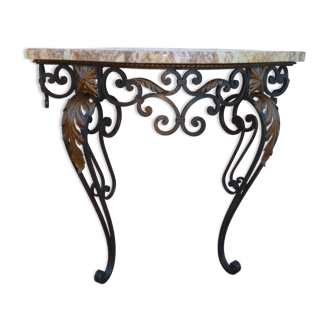 Wrought iron console and patinated sheets