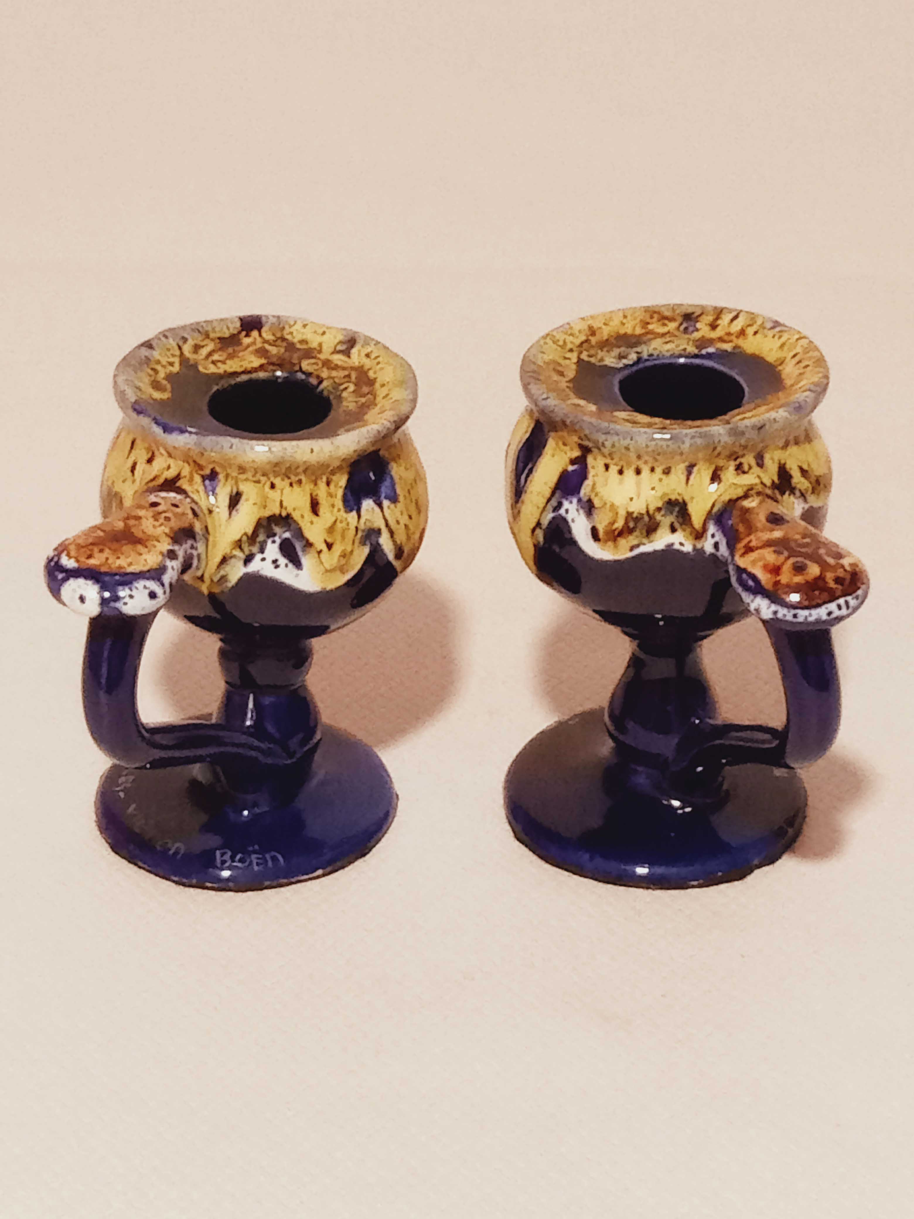 Pair of ceramic candle holders