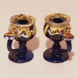 Pair of ceramic candle holders