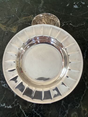 Tasse à chocolat / café avec sous tasse en métal argenté signé dimension - diamètre -7cm-