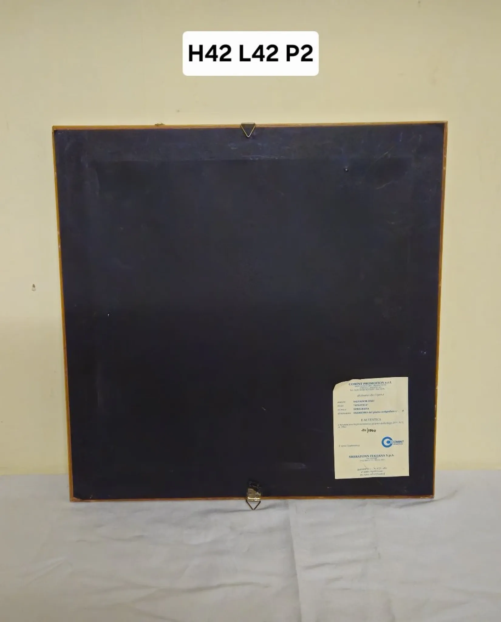 Framed screen-printed plate with certificate