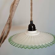 Portable lamp in pale green and white glass