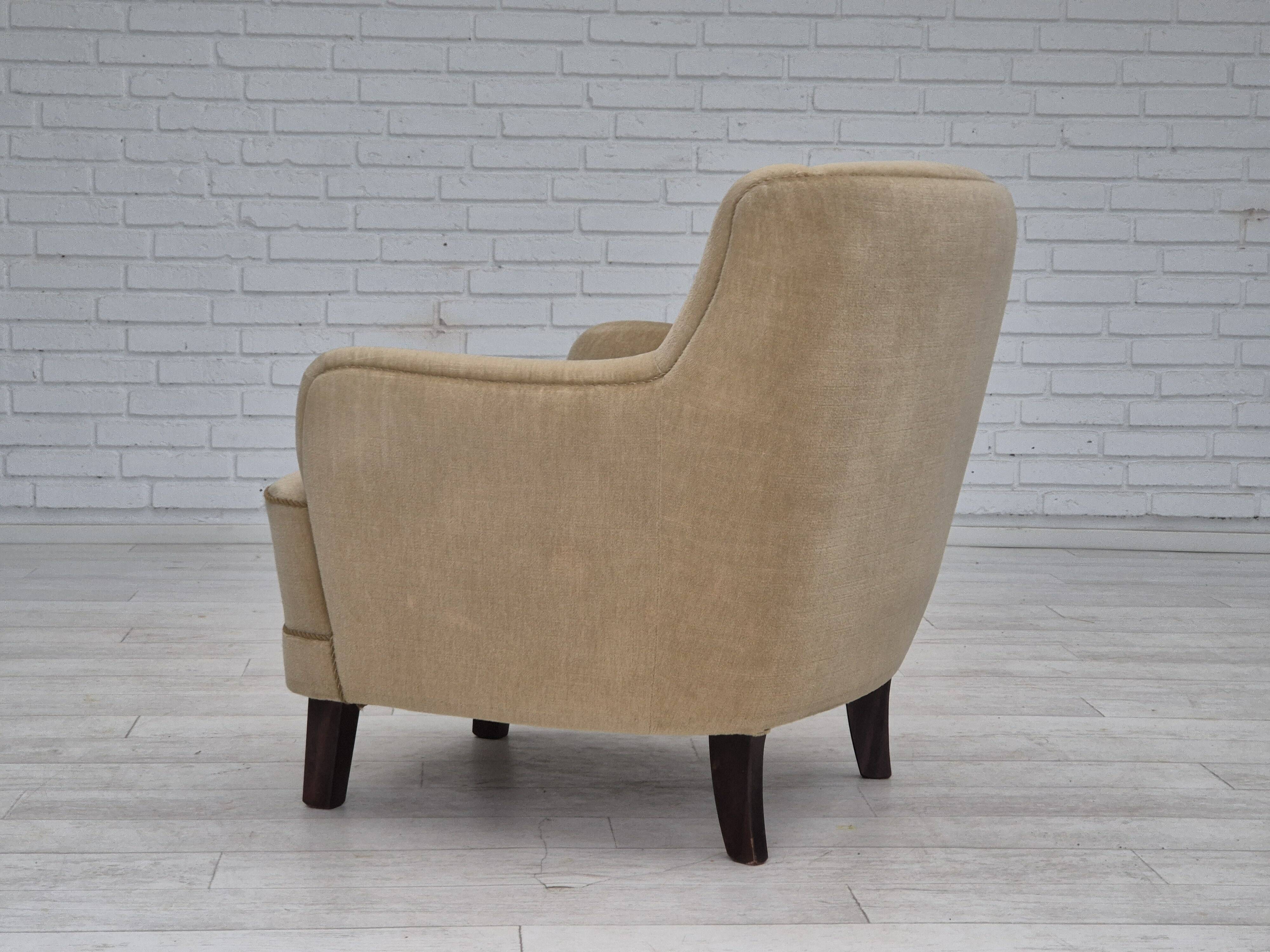 1970s, Danish lounge chair, original condition, furniture velour.