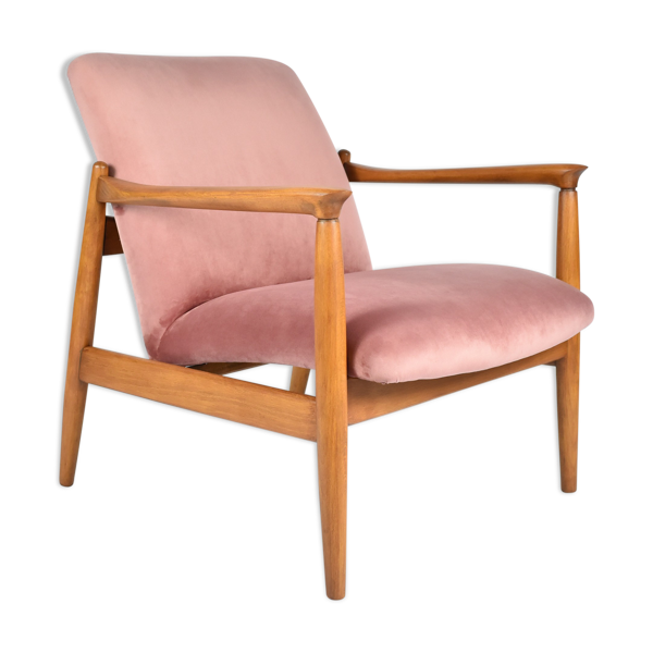 Fauteuil GFM-64 original, designer E.Homa, années 1960, rembourré, velours rose