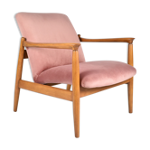 Fauteuil GFM-64 original, designer E.Homa, années 1960, rembourré, velours rose