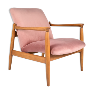 Fauteuil GFM-64 original, designer E.Homa, années 1960, rembourré, velours rose