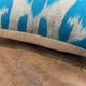 Vintage Silk Ikat Square Cushion Cover, Sky Blue White Arch Medallion 16x16