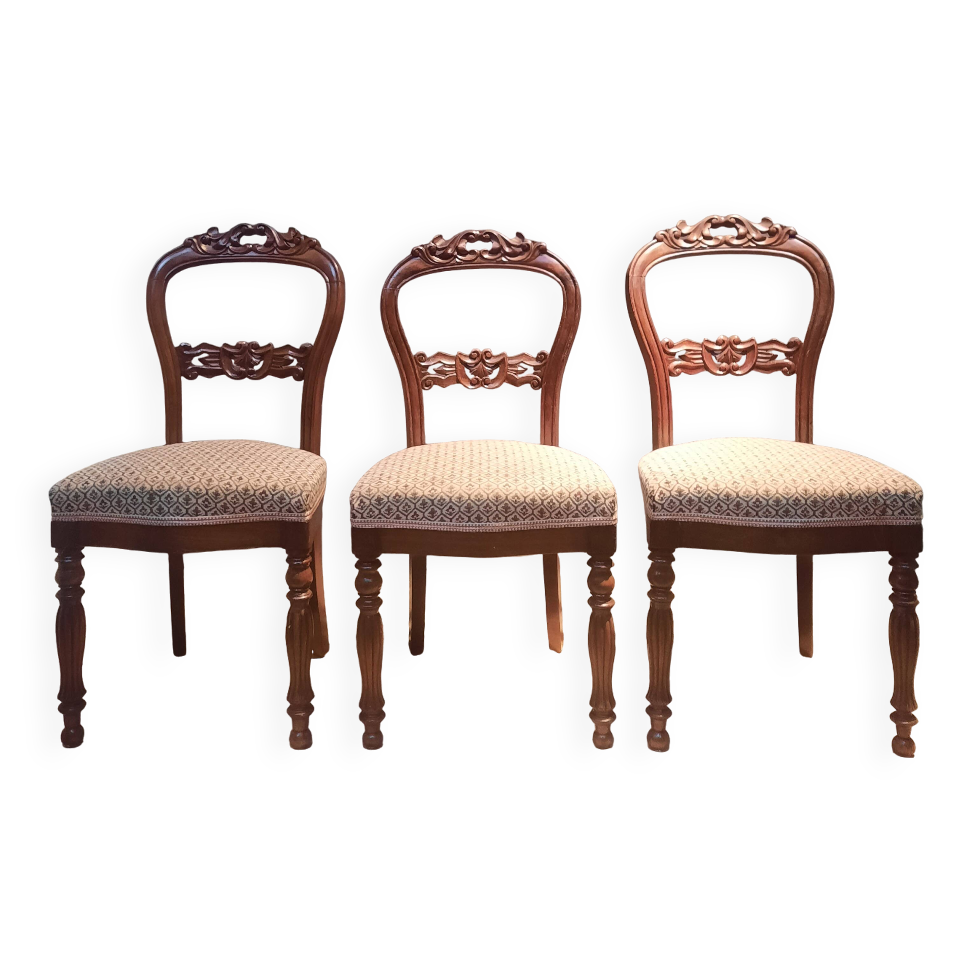 3 chaises Napoléon III  en acajou