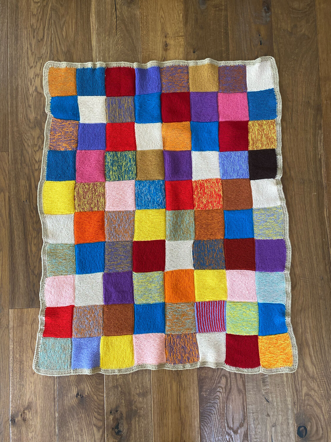 Granny Square Multicolor Crochet Old Wool Blanket