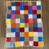 Plaid couverture en laine ancienne crochet multicolore granny square