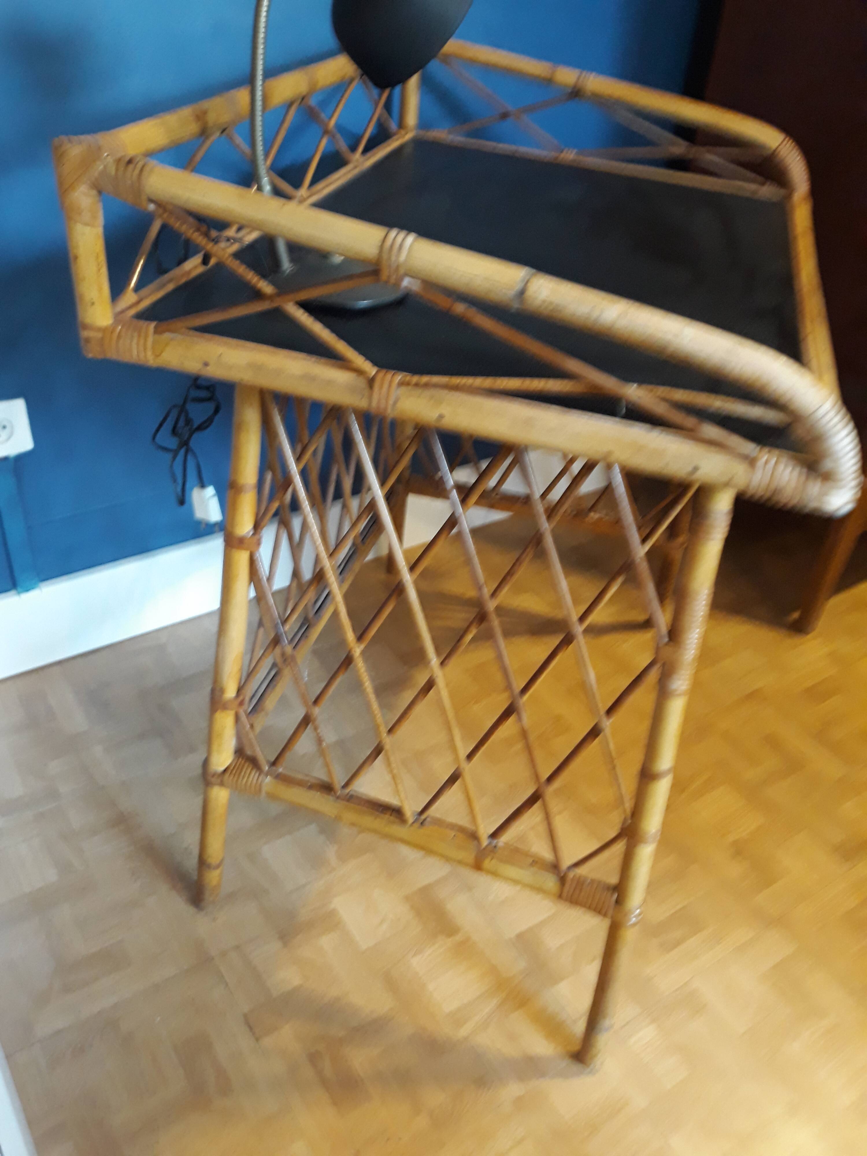 Bureau en rotin années 50