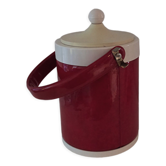 Red and white vintage ice bucket