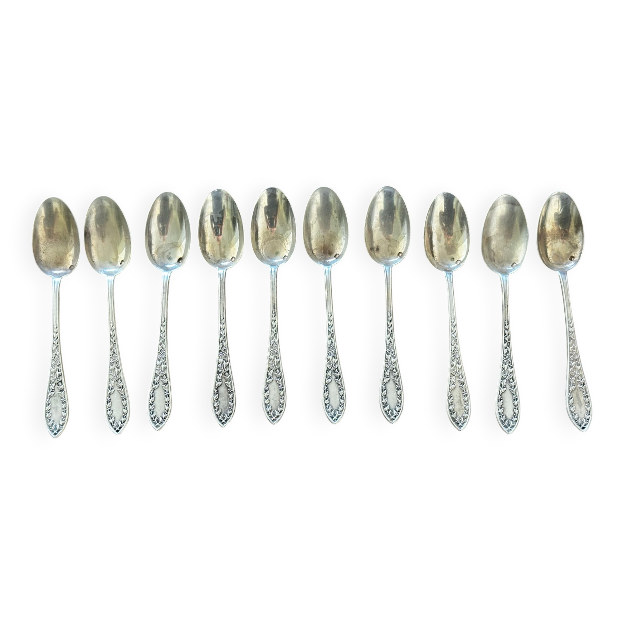 10 silver coffee or tea spoons - around 1900 - 17 g/spoon