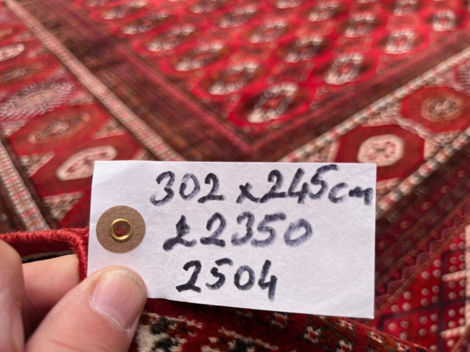 Tapis principal antique turkmène Tekke, 302x245 cm, Bokhara turkmène rouge noir 2504