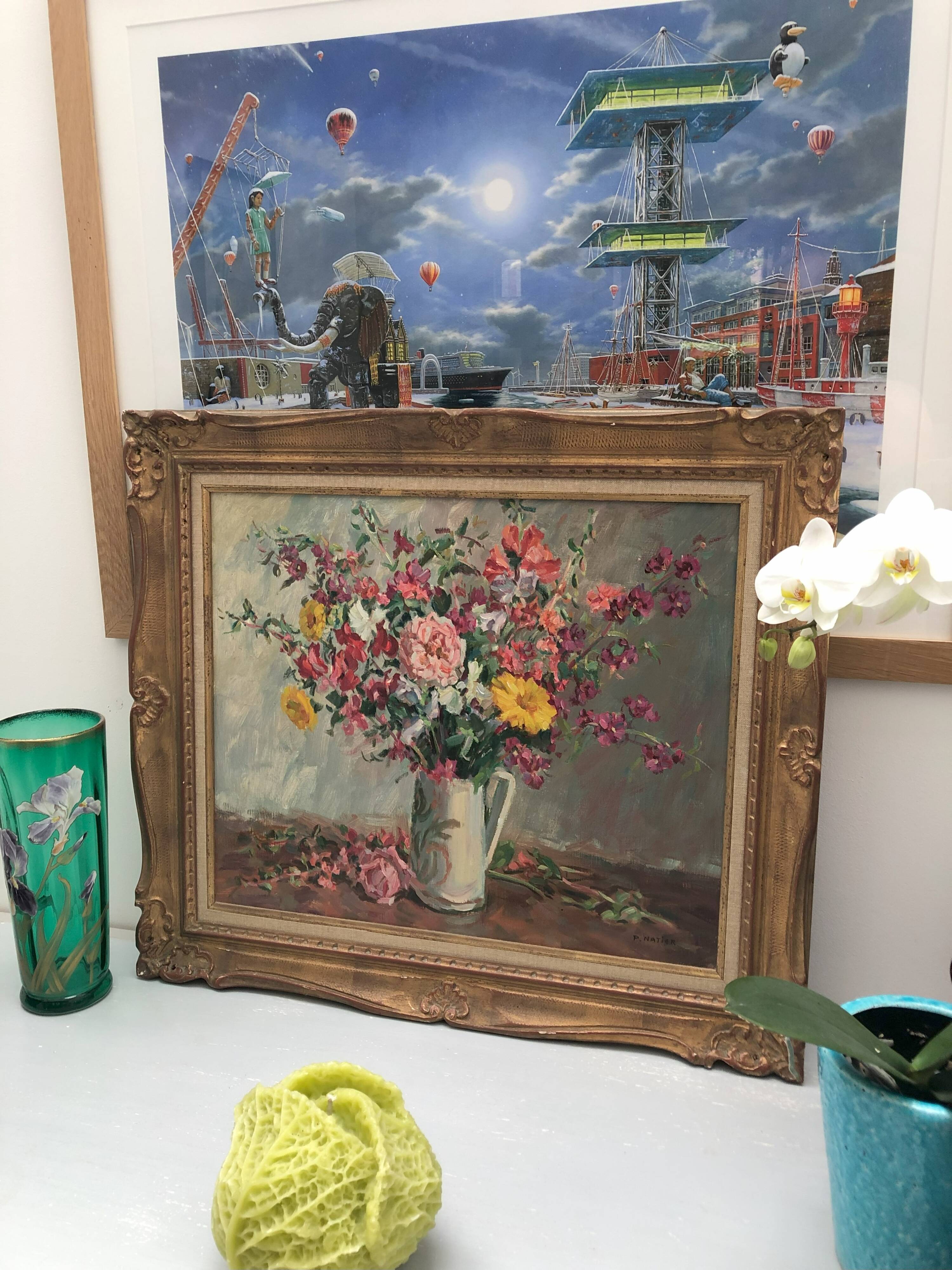 Still life bouquet of flowers oil painting