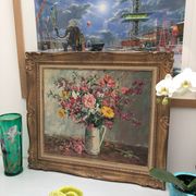 Still life bouquet of flowers oil painting