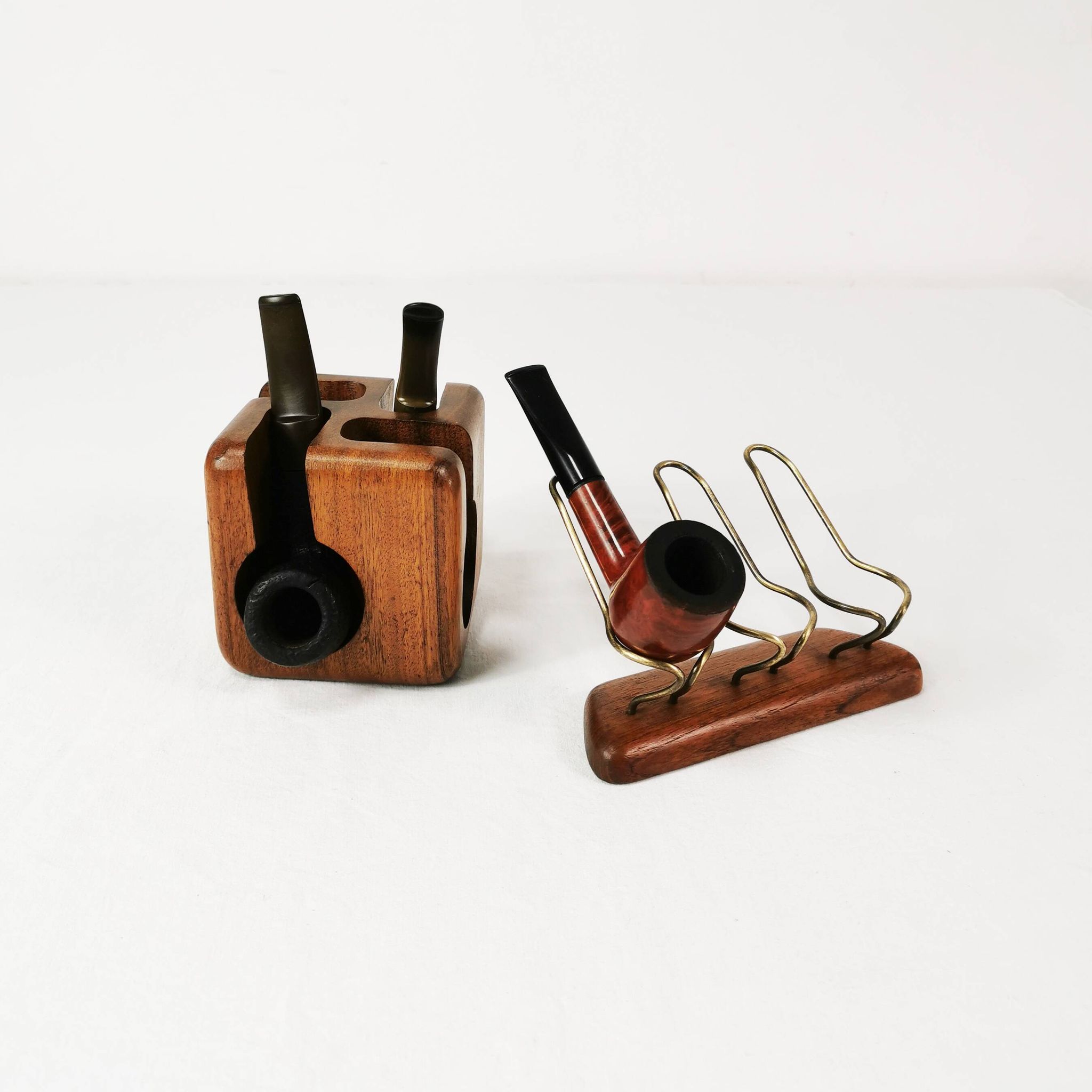 Mid century teak pipe stands, Sweden, 1960s.