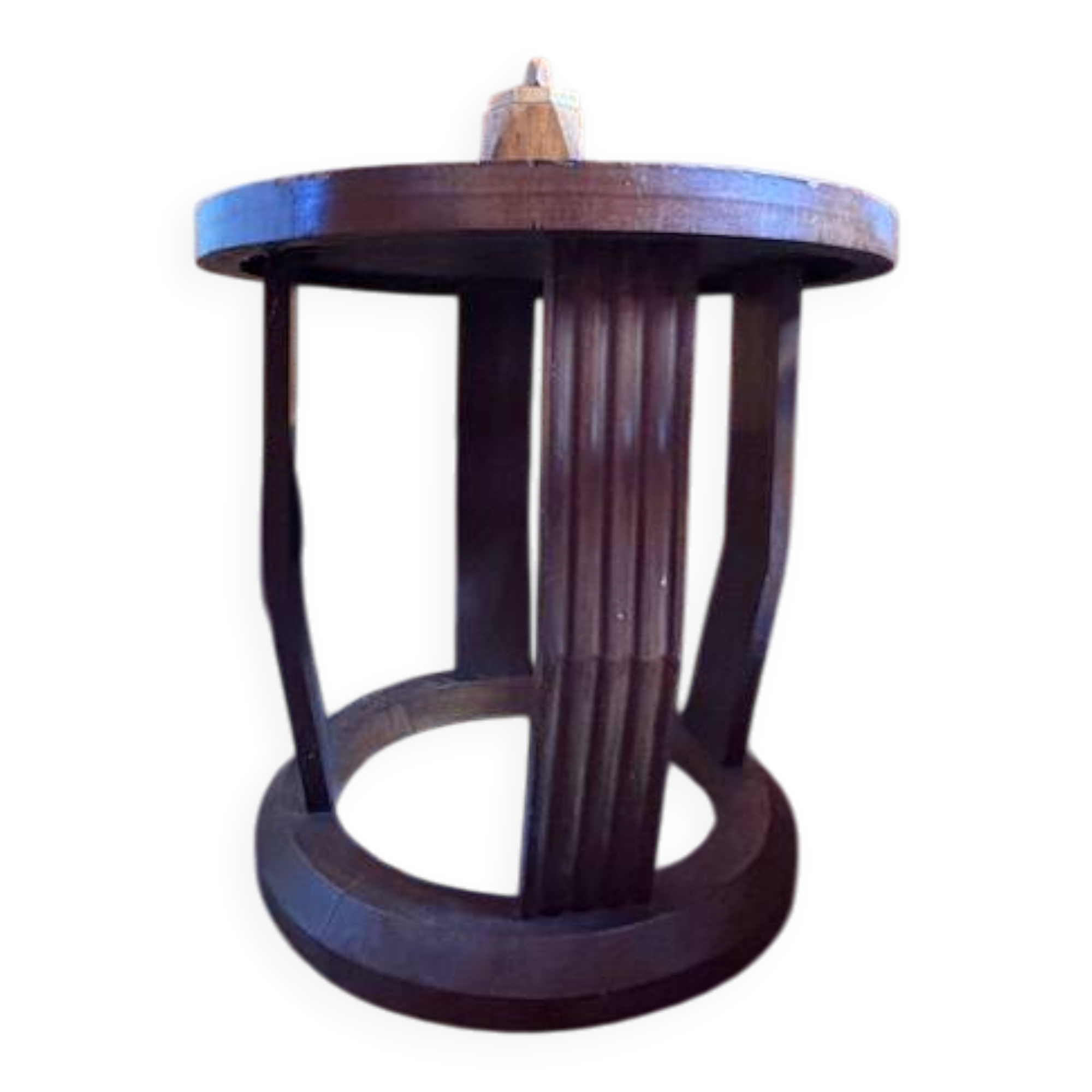 Round Art Deco coffee table in solid oak – 1930s-40s