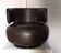 CURL swivel armchair in brown leather by Roche Bobois