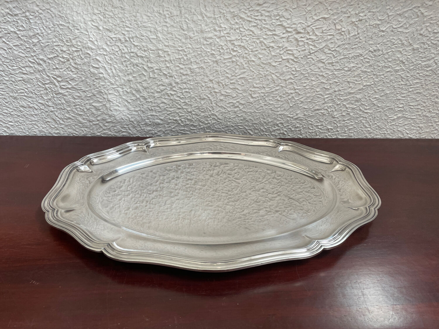 Large plate in silver metal goldsmith Orbrille 51 x 35 cm.