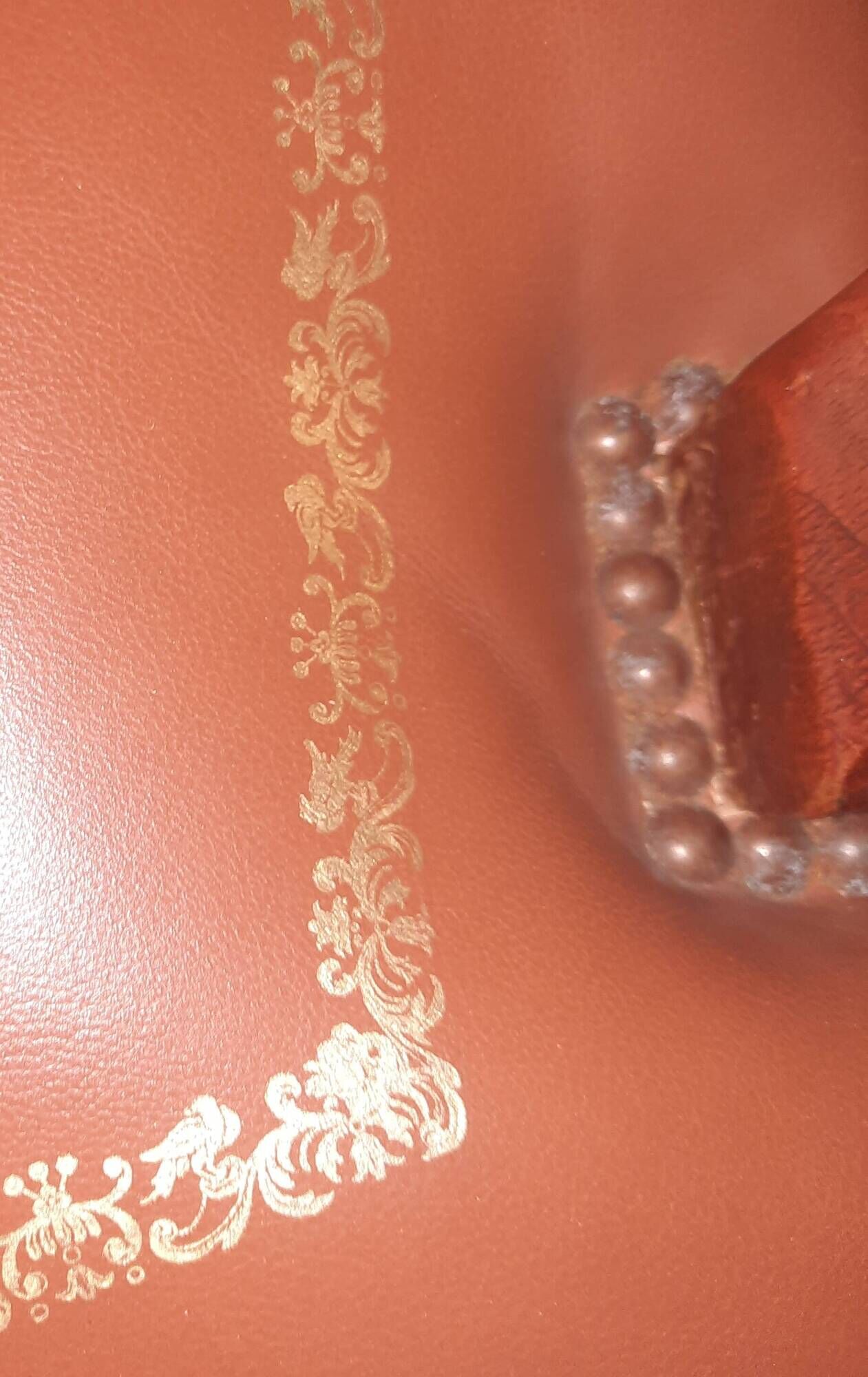 Louis XV style armchair covered in leather.