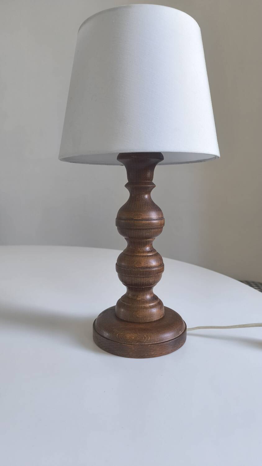 1950s turned wood table lamp
