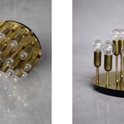 Vintage Atomic Mid-Century German Modern Brass Ceiling Lamp or Wall Sconce
