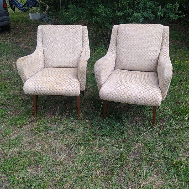Pair of vintage armchairs 1950 armrests in wave