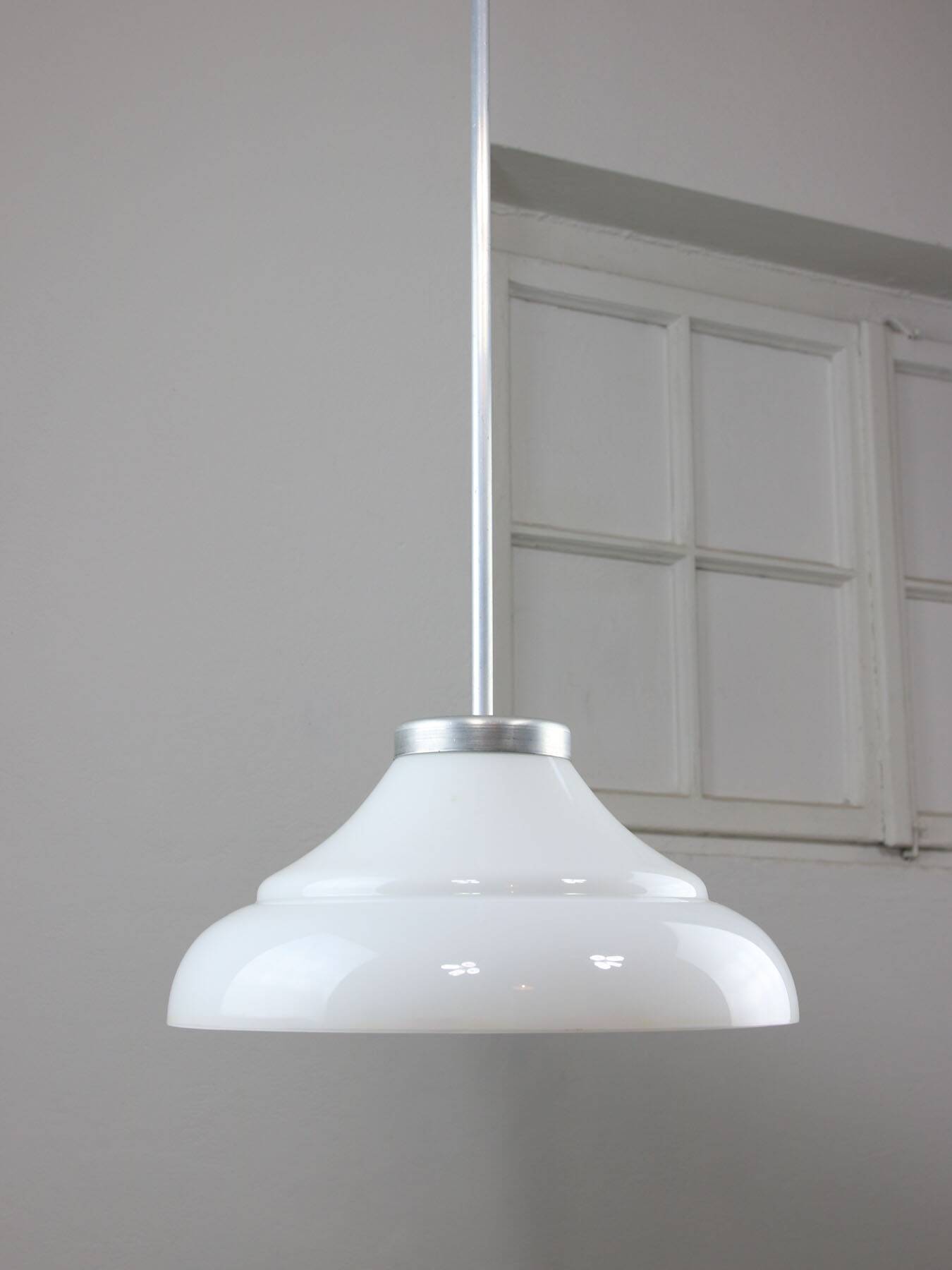 Mid-century Italian Aluminum and Glass Pendant Lamp