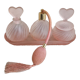 Vintage Pink Frosted Glass Bathroom Set Romantic Heart Decor