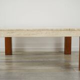 60s coffee table in teak and travertine