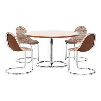 “Maia” table and chair set by Giotto Stoppino for Bernini, Italy 1970s.
