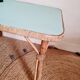 Table basse rotin plateau bleu