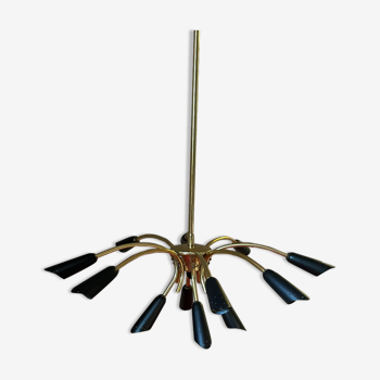 Sputnik brass chandelier