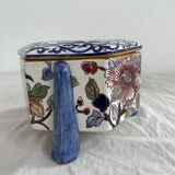 Large candy box, Gien, early 20th century, peony decoration, floral decoration