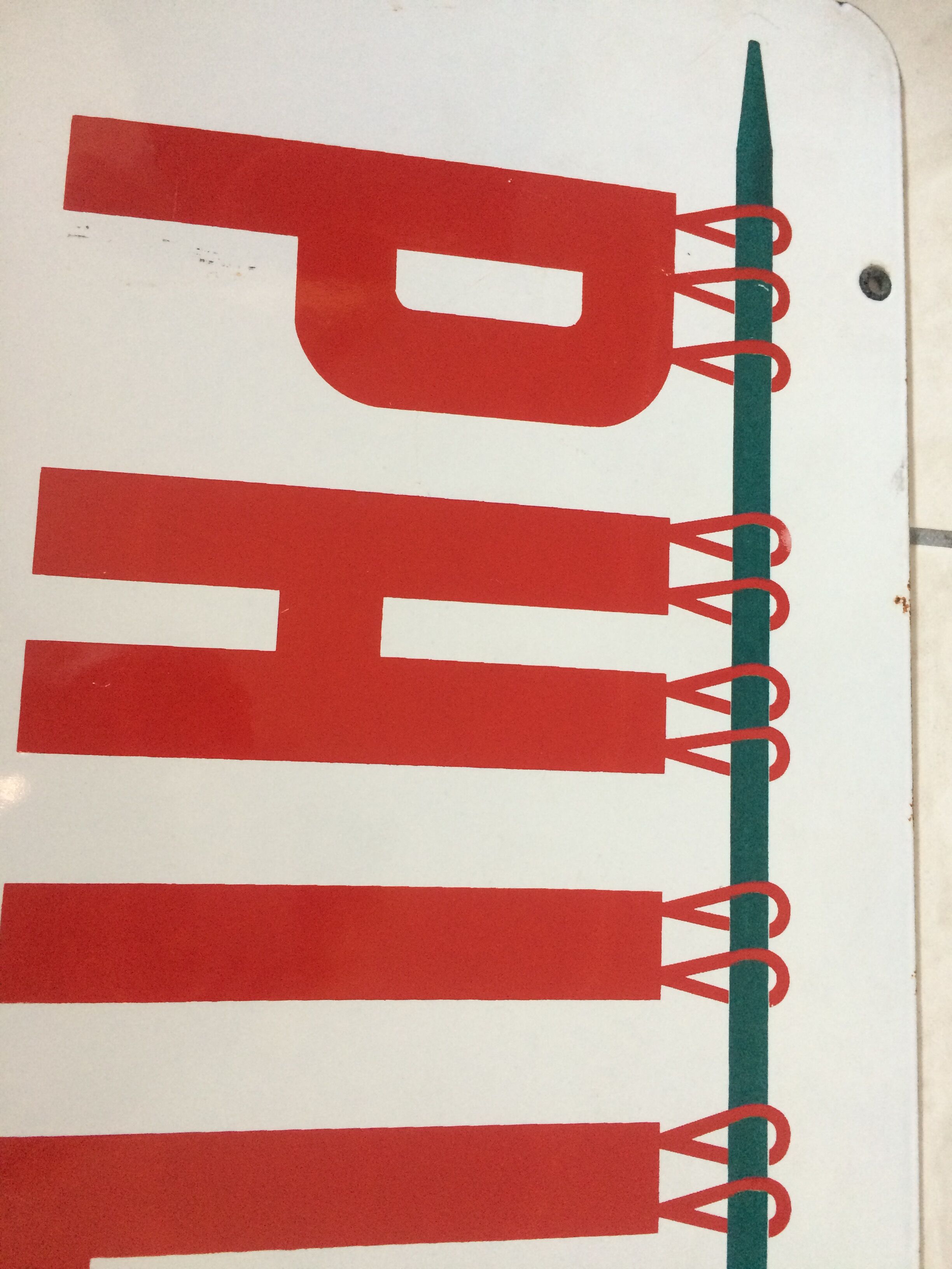 Phildard enamelled plaque White background red letters