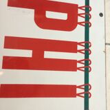 Phildard enamelled plaque White background red letters