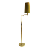 Vintage ikea brass swing arm floor lamp with pastel green fabric shade