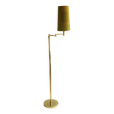 Vintage ikea brass swing arm floor lamp with pastel green fabric shade