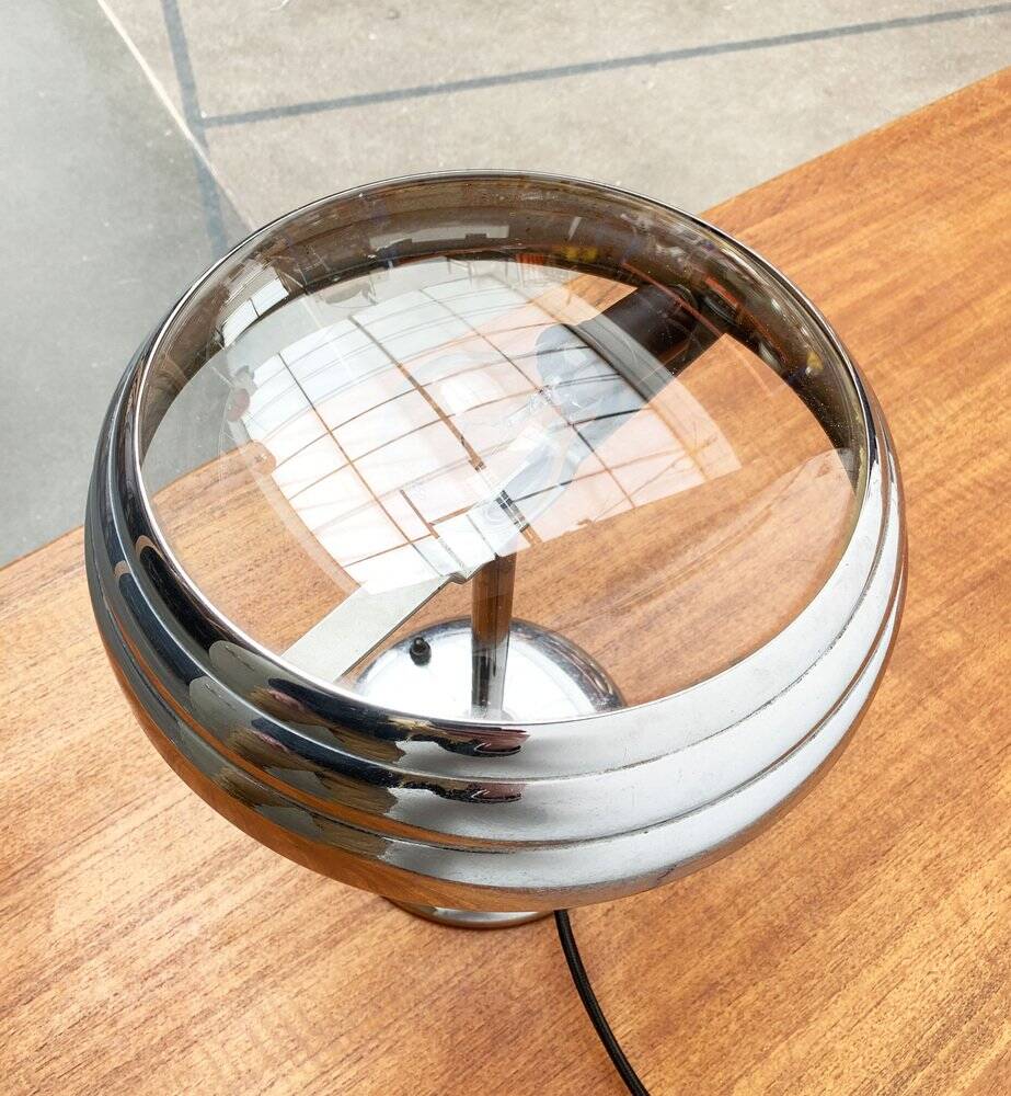 Art Deco table lamp in chrome and glass