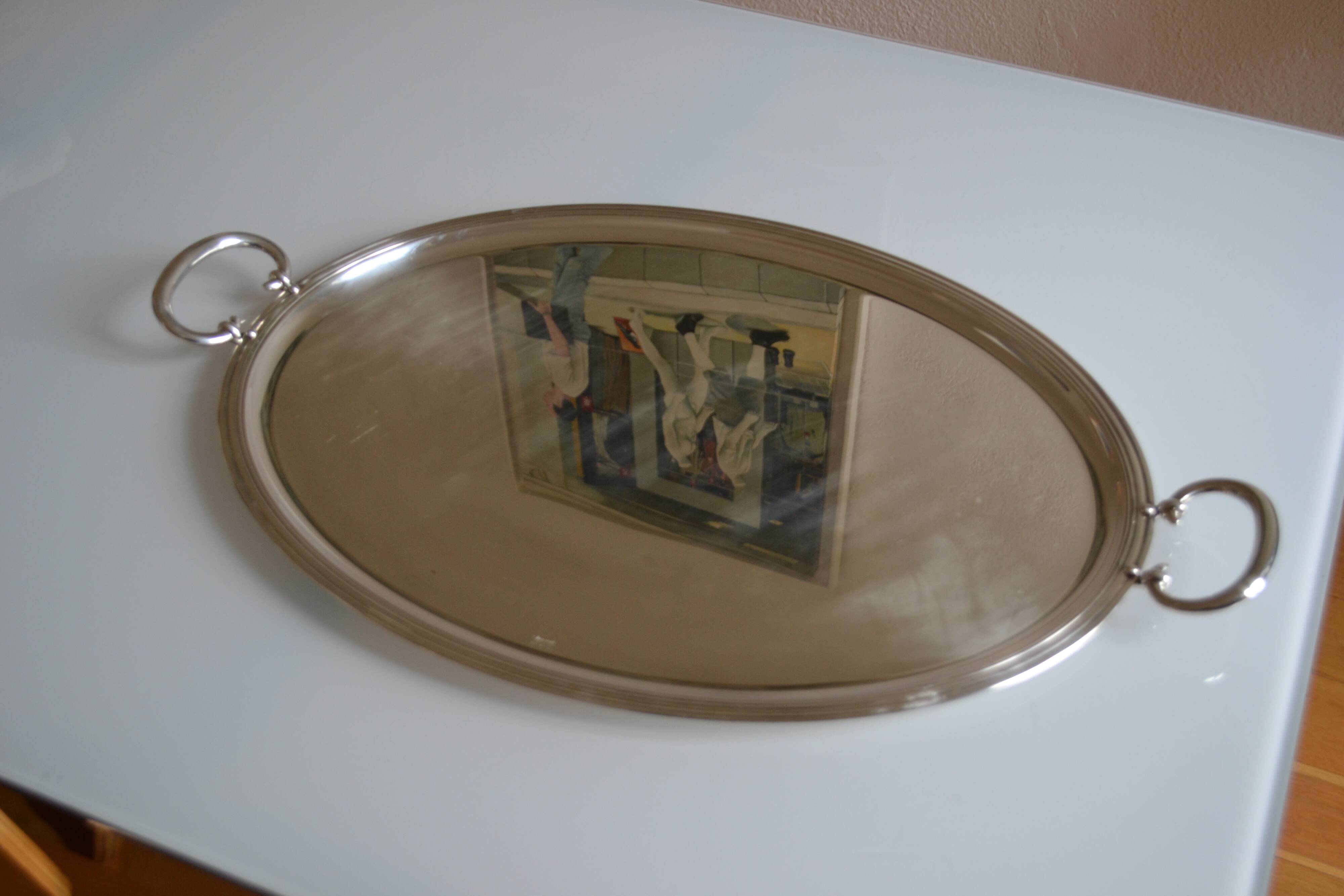 Christofle Silver-plated metal serving tray + box 64 x 42 cm