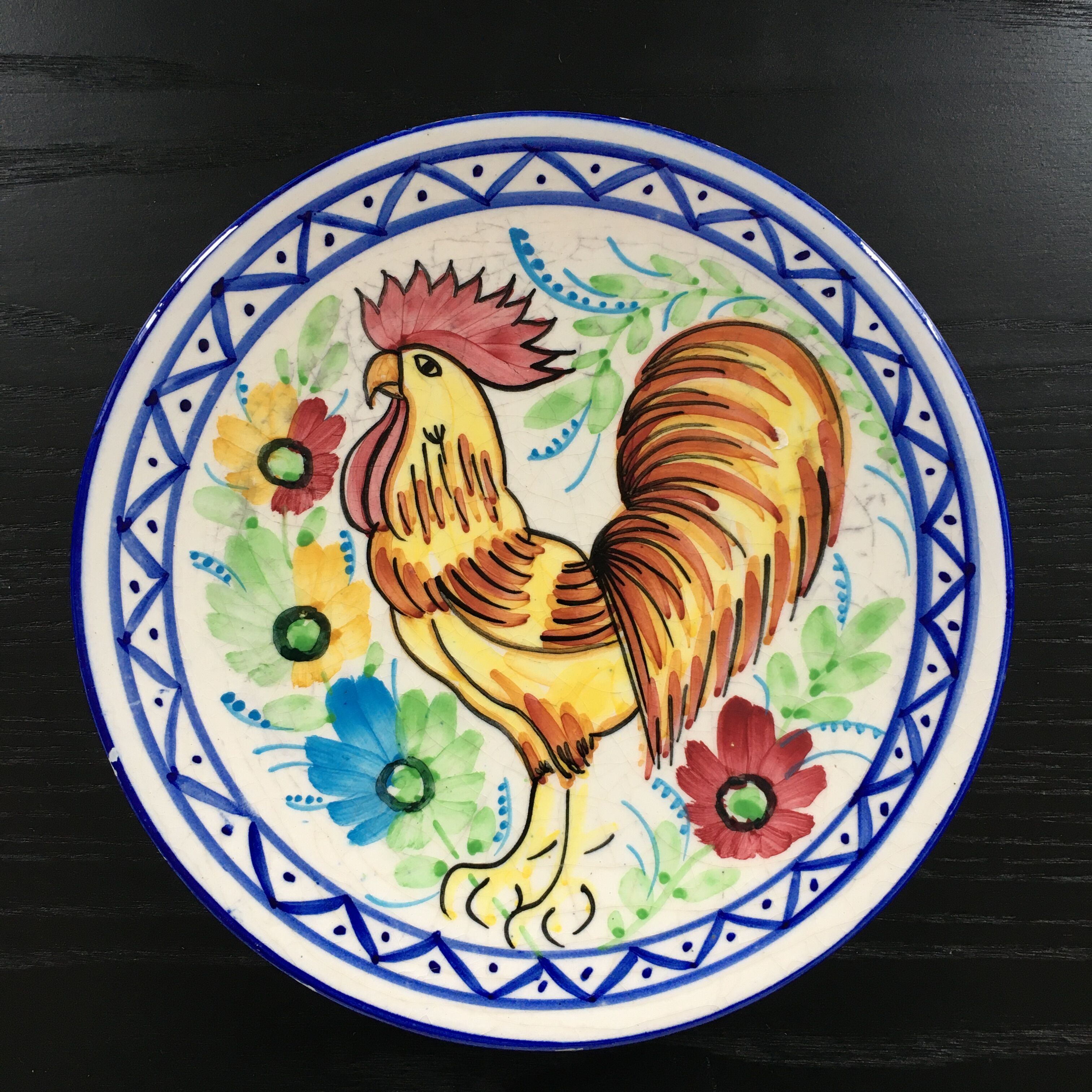 Plat décor coq