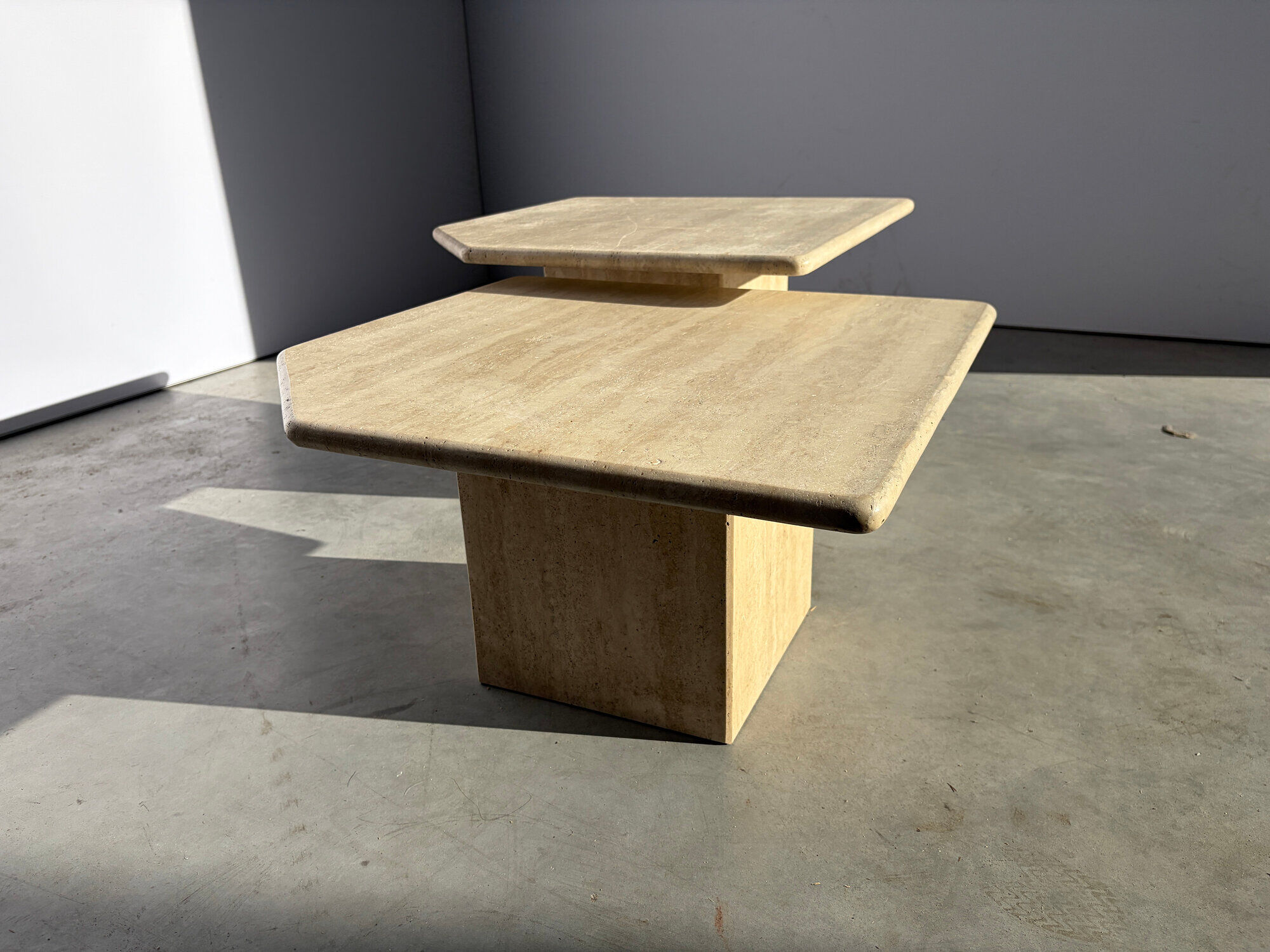 Vintage travertine nesting tables or side tables, 1970s