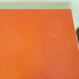 Table in red formica, 4 roc chairs, 2 extension cords, 2 drawers 60