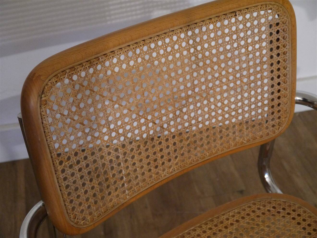 Fauteuil Cesca en bois metal et cannage 1970