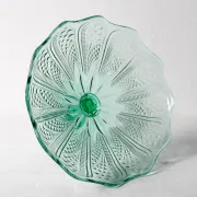 Pressed Glass Pedestal Bowl / Vintage Georgia Green Fruit Bowl / Ukraine /